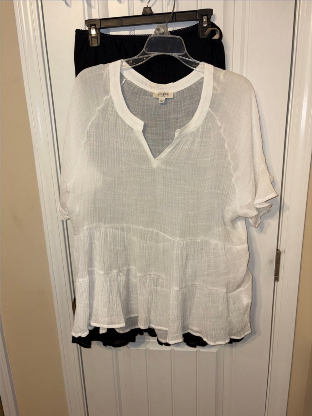 NWOT Umgee White Cotton Gauze Tiered Tunic
